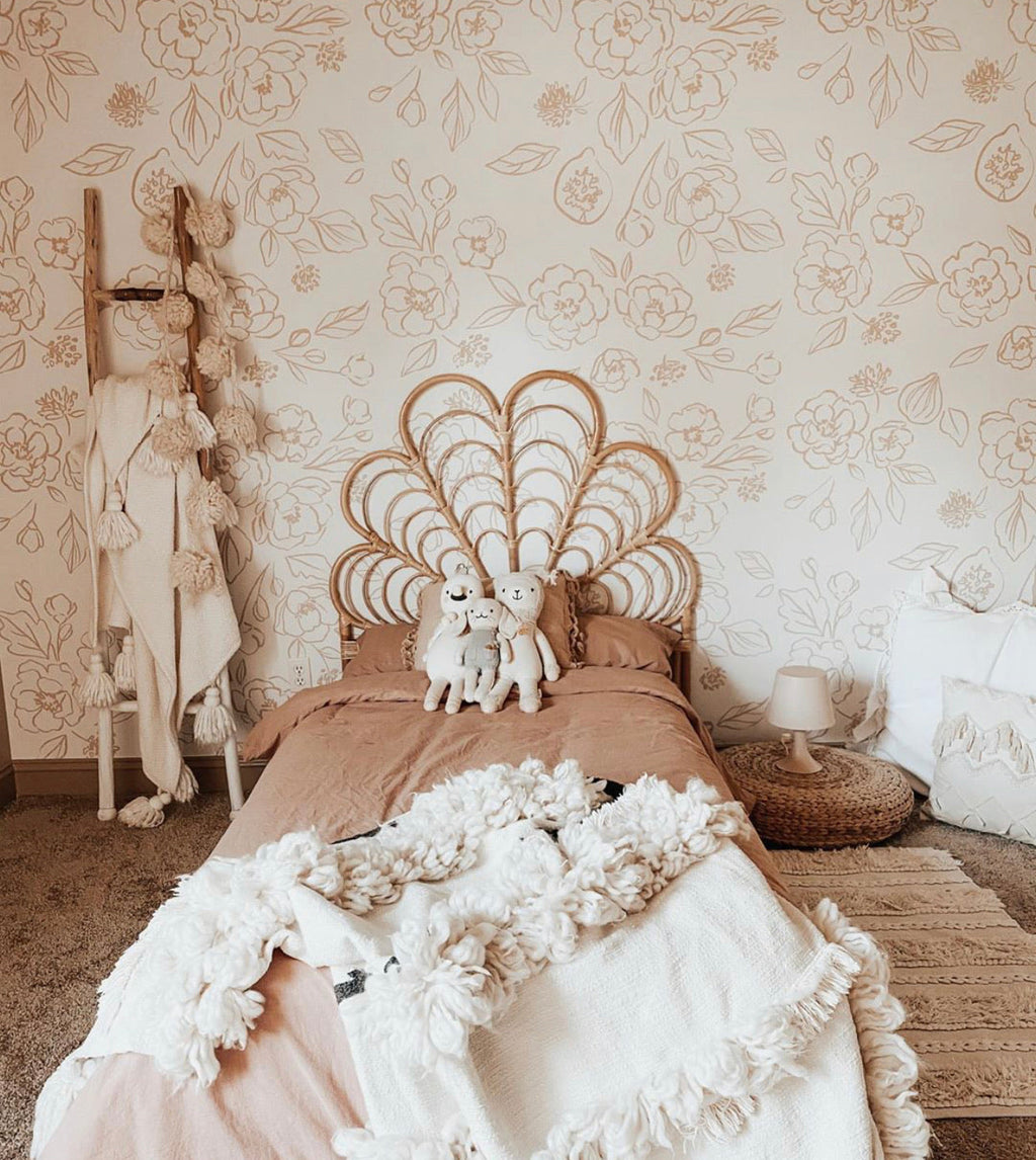 Tori Floral Removable Wallpaper in Cream and Beige