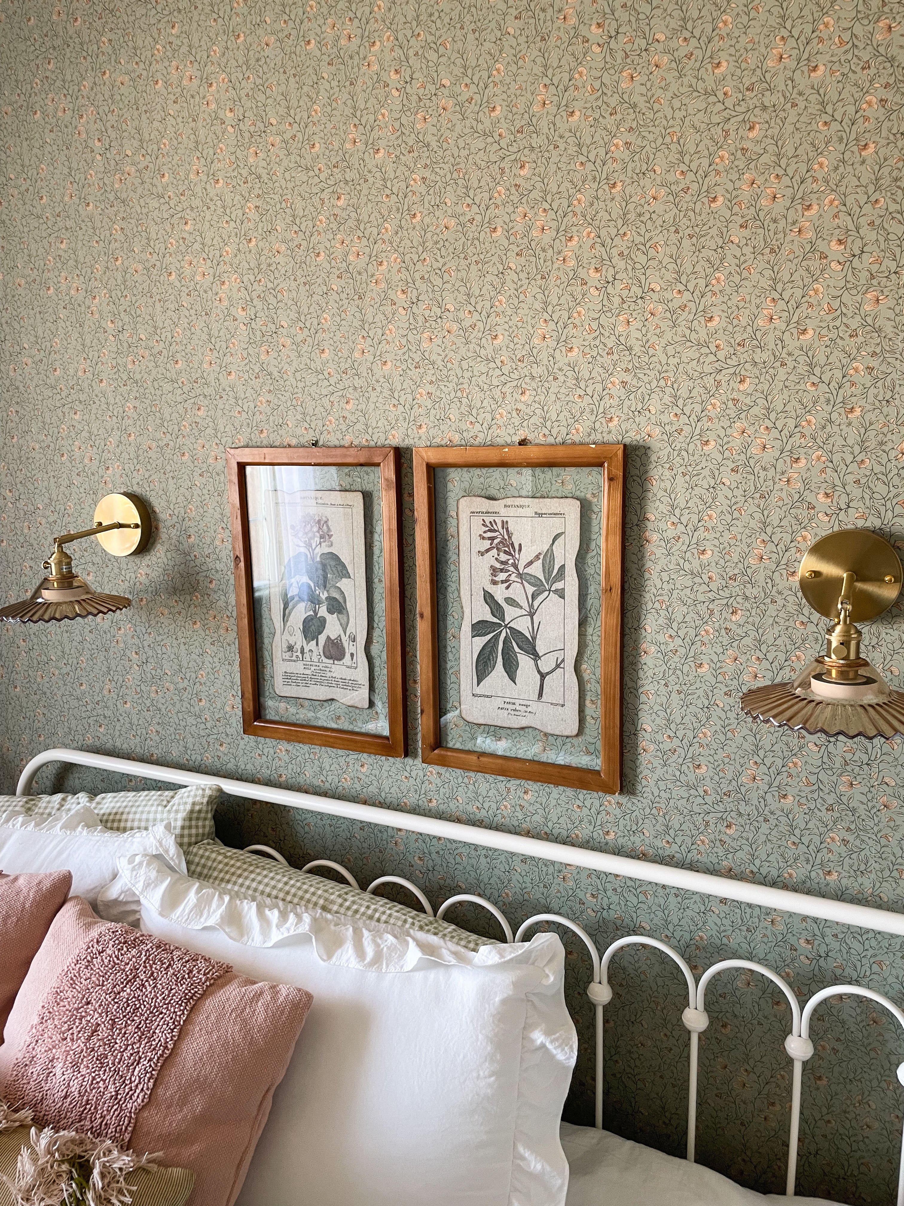 Edelweiss Botanical Removable Wallpaper in Sage-Green & Pale-Pink