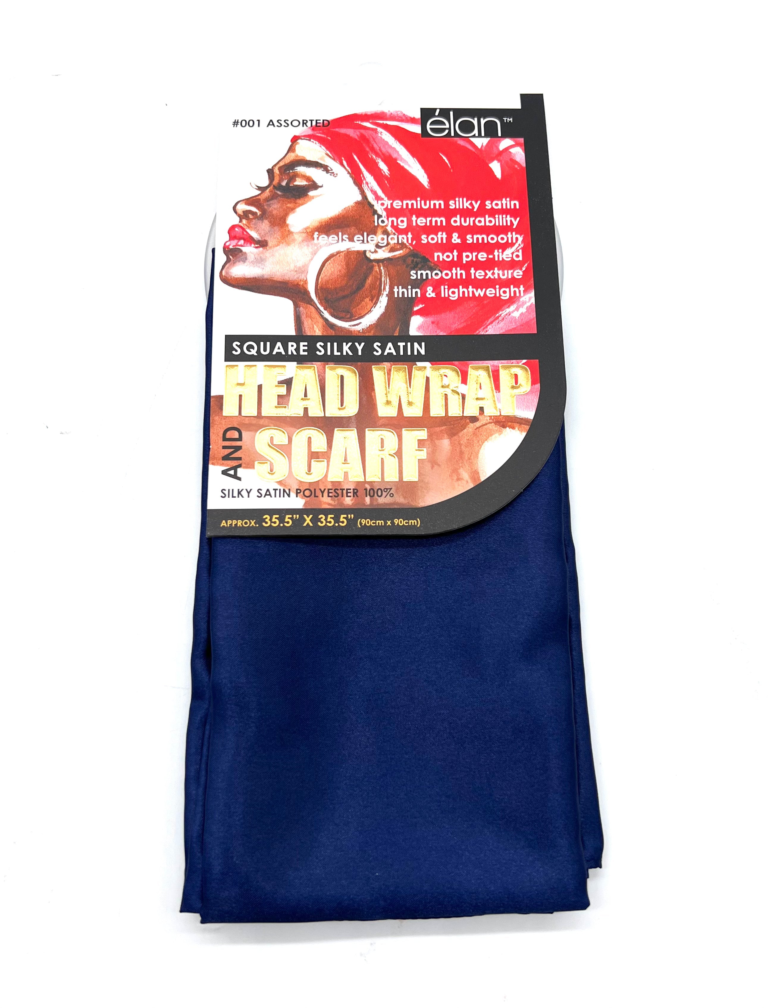 Red Silky Satin Head Wrap and Scarf 35.5-inch Square
