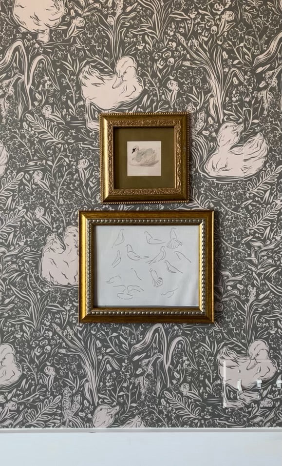 Hollingworth Floral Wallpaper in Pink, White, and Grey
