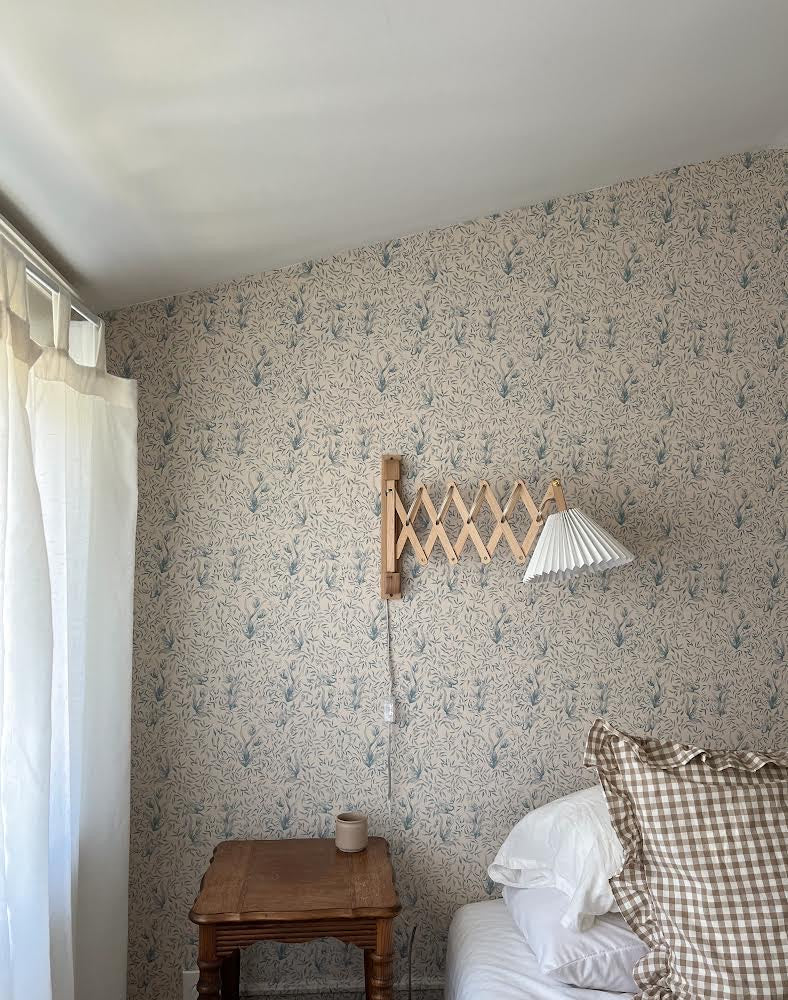 Austen Floral Cottagecore Wallpaper - White & Blue