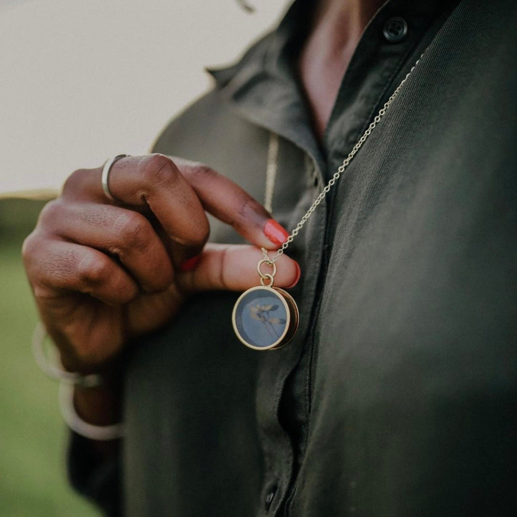 Deep Round Botanical Pendant Necklace