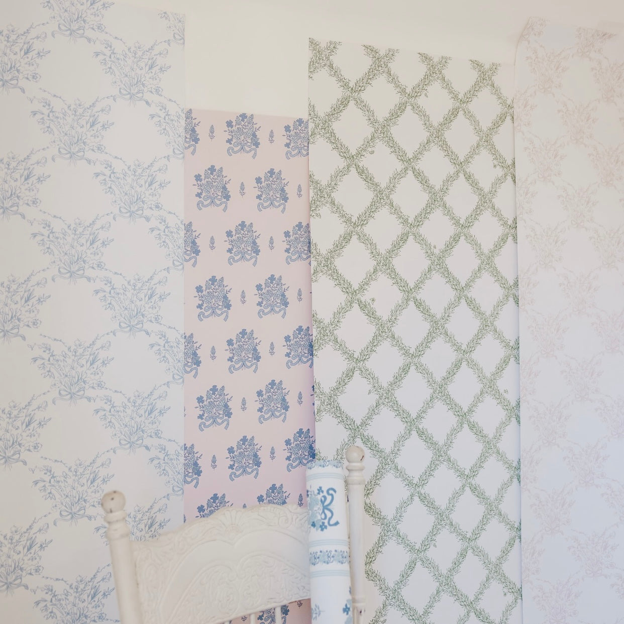 Freya Floral Removable Wallpaper in Pink and Blue