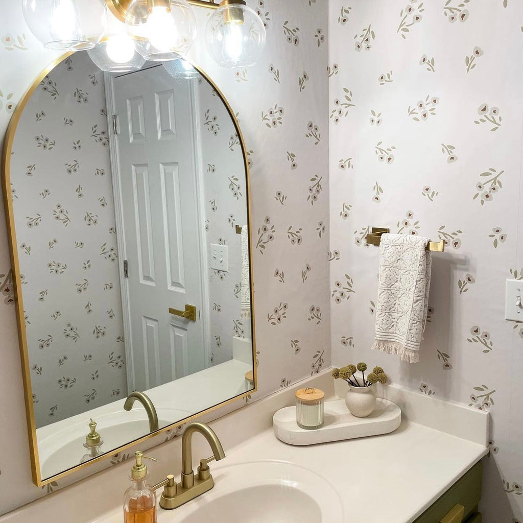 Eleanor Floral Removable Wallpaper in Dusty-Rose and White