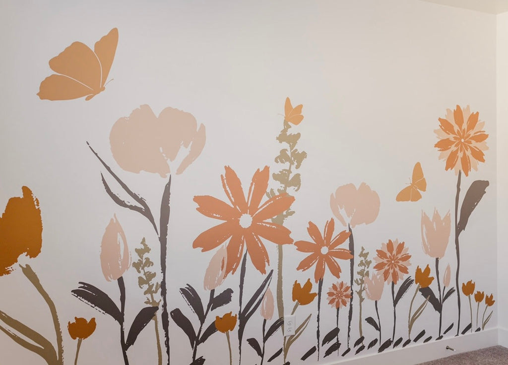 Amelia Floral Removable Wallpaper in Terracotta and Sage Green