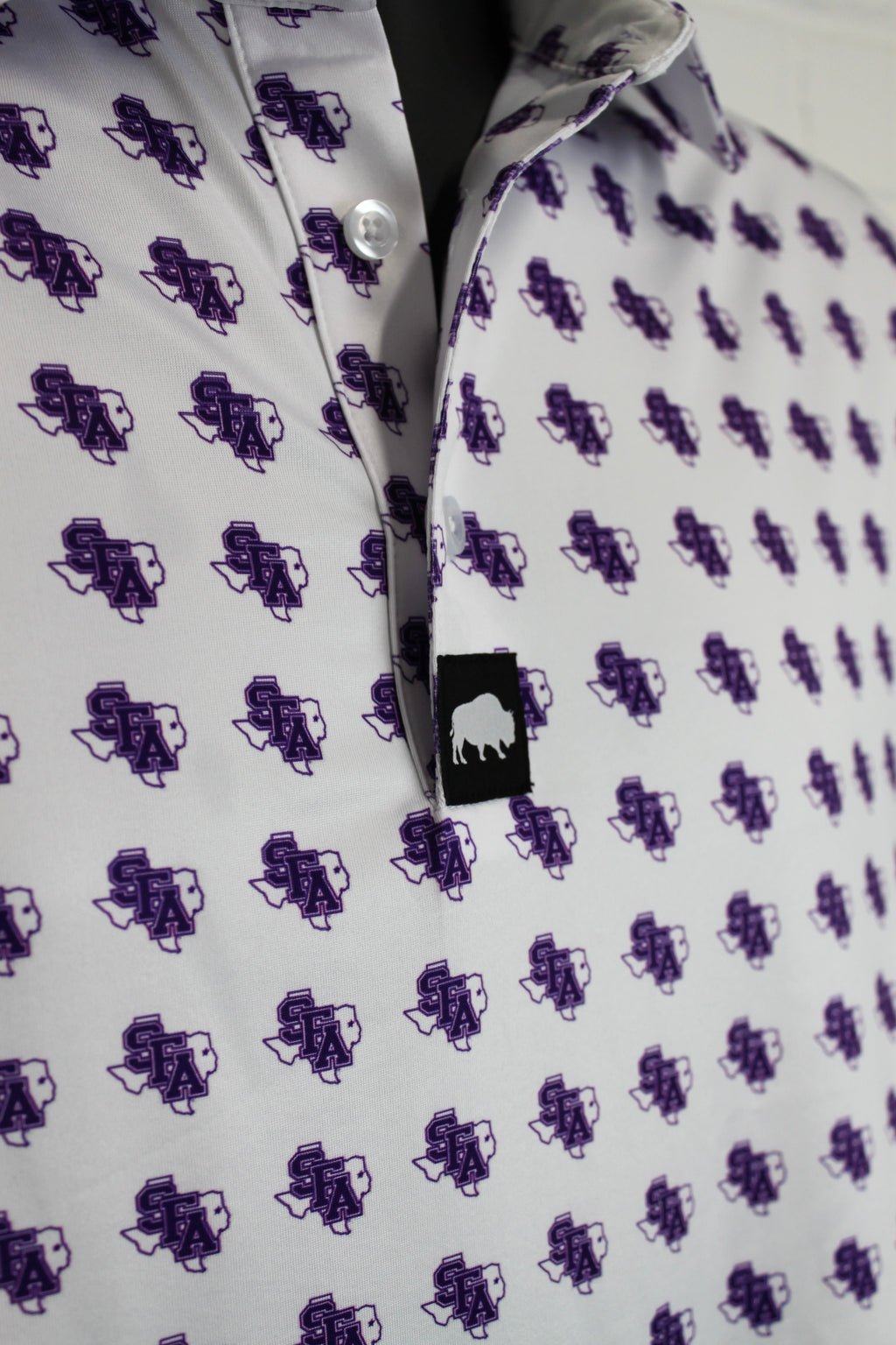 Men's Collegiate Logo Polo Shirt in White and Purple - Sporty Fit