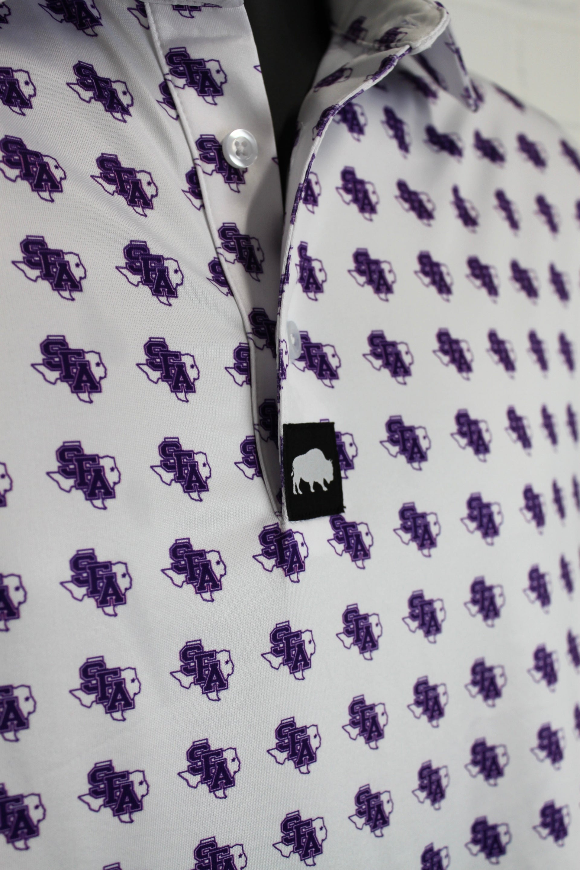 Men's Collegiate Logo Polo Shirt in White and Purple - Sporty Fit