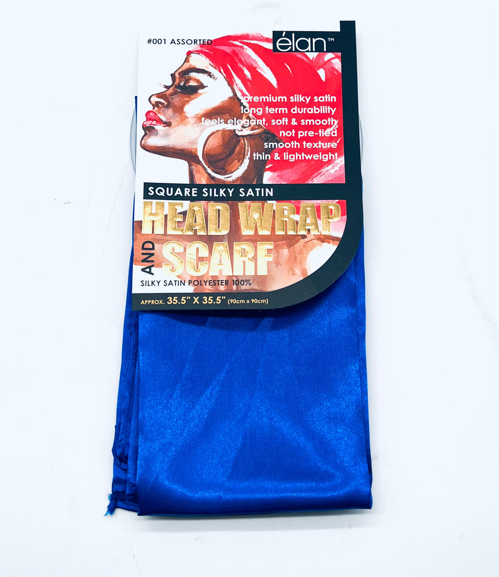 A luxurious red square silky satin head wrap and scarf displayed flat.