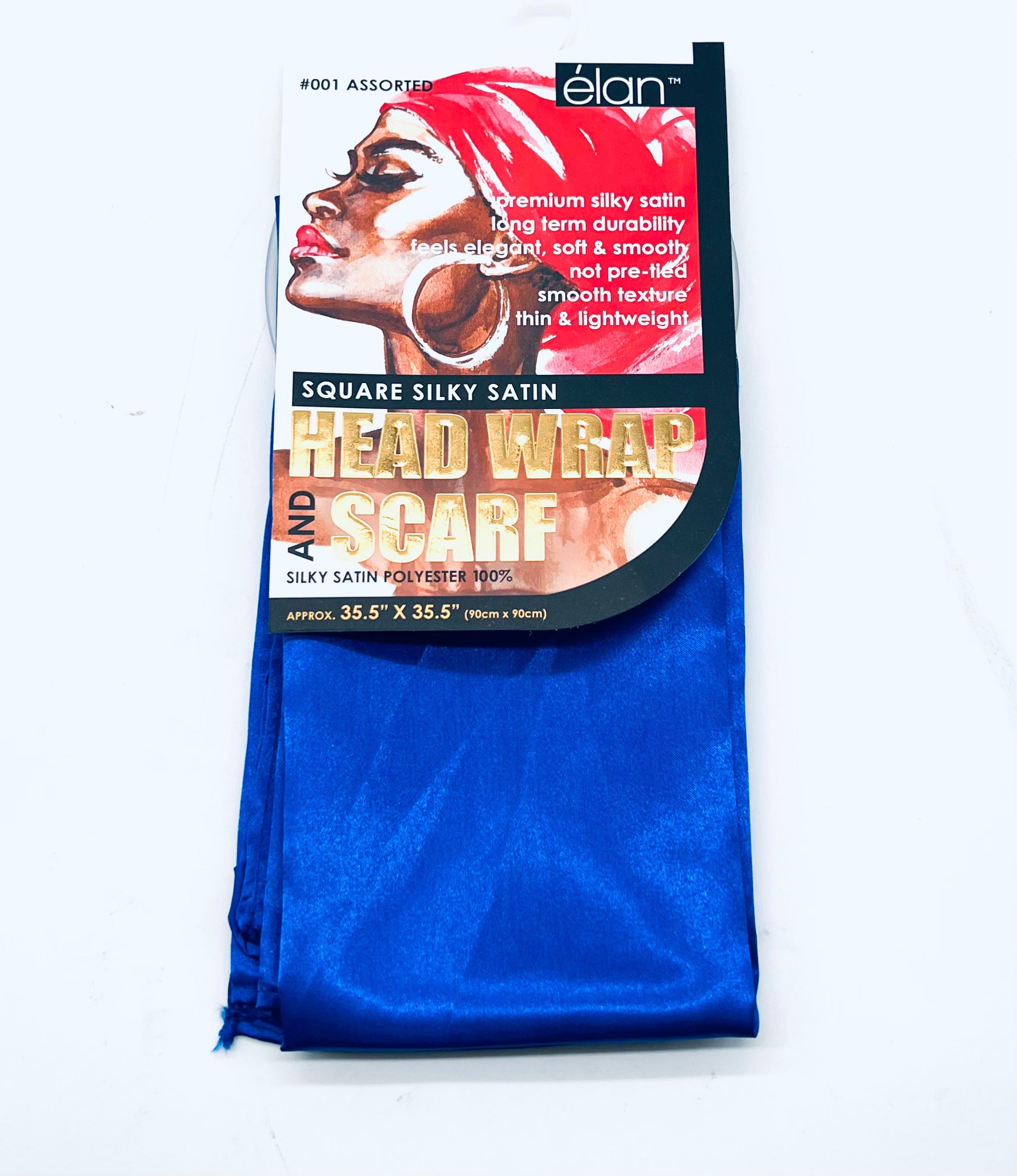 A luxurious red square silky satin head wrap and scarf displayed flat.