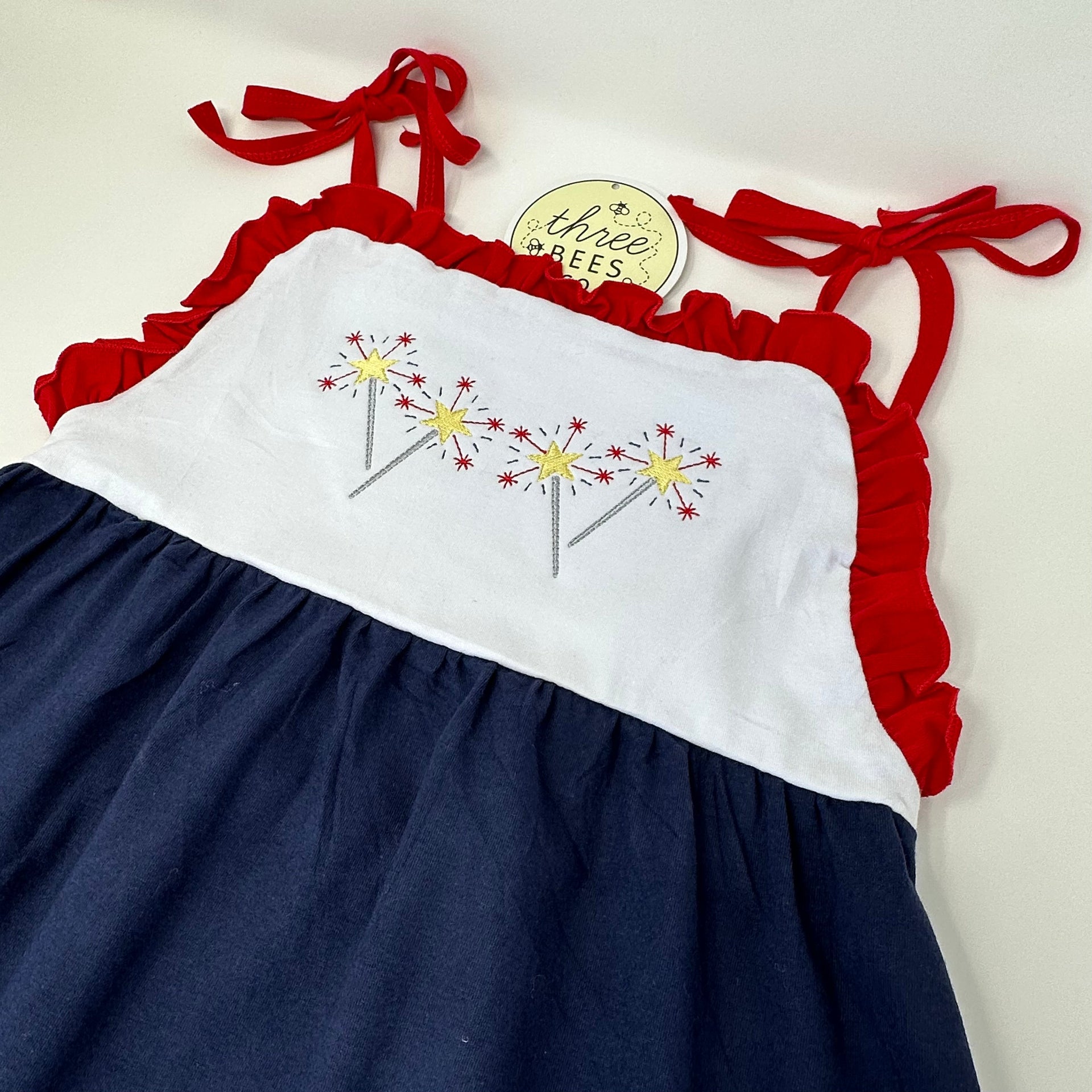 Red, White and Blue Tie Strap Dress