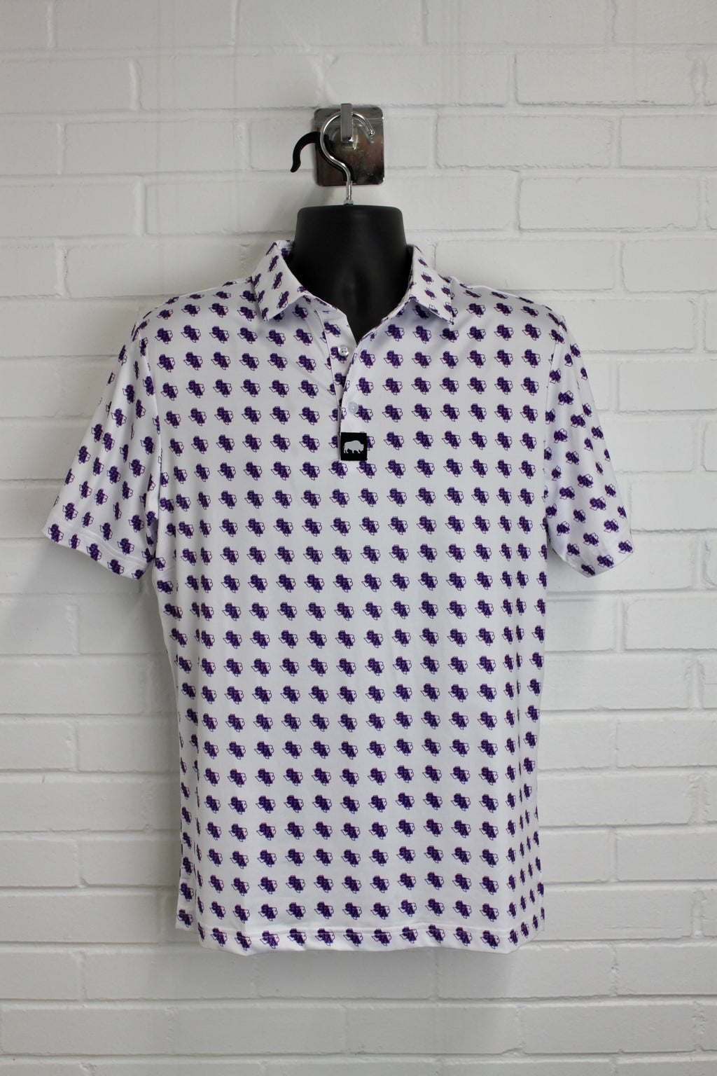 Men's Collegiate Logo Polo Shirt in White and Purple - Sporty Fit