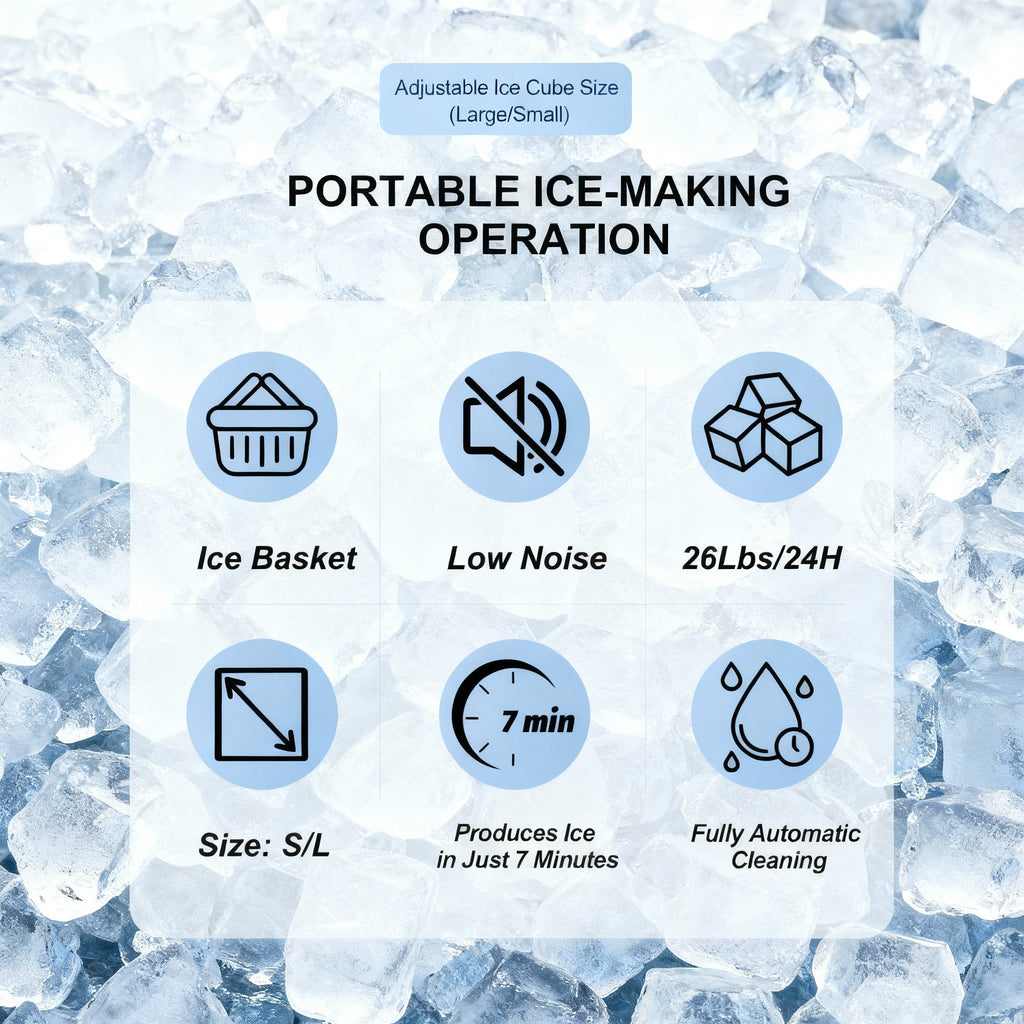 Portable Countertop Ice Maker Machine with Dual Ice Sizes