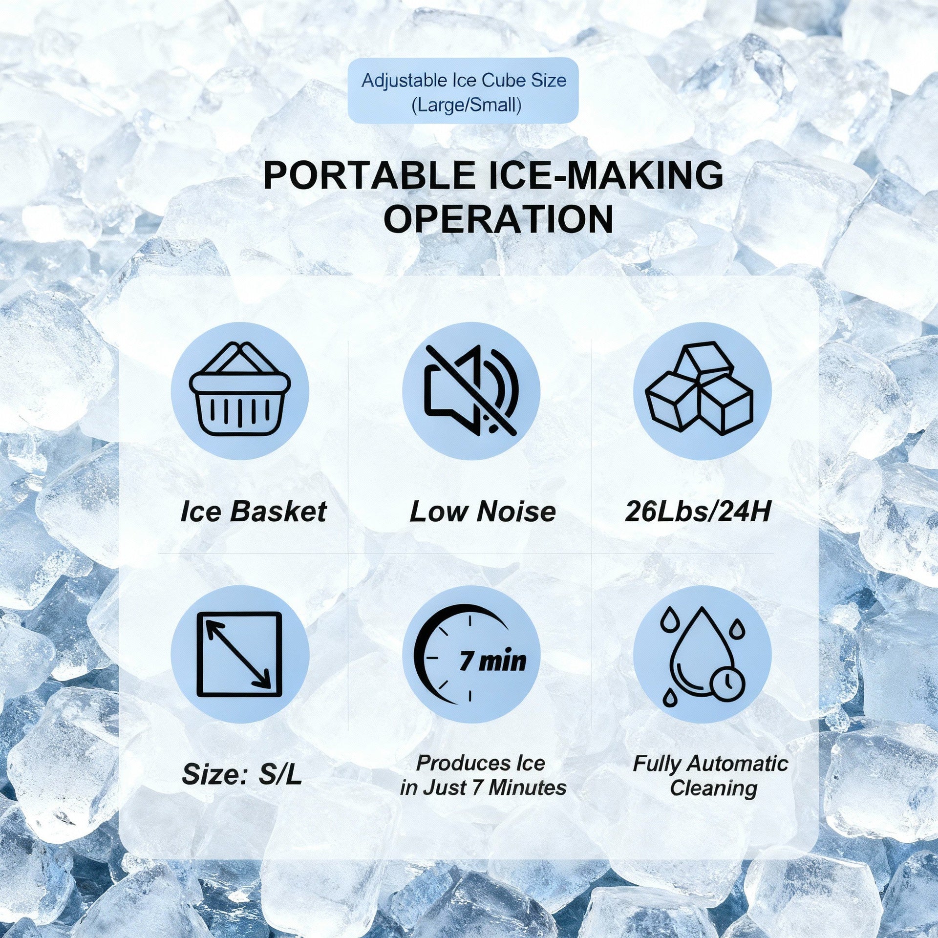Portable Countertop Ice Maker Machine with Dual Ice Sizes