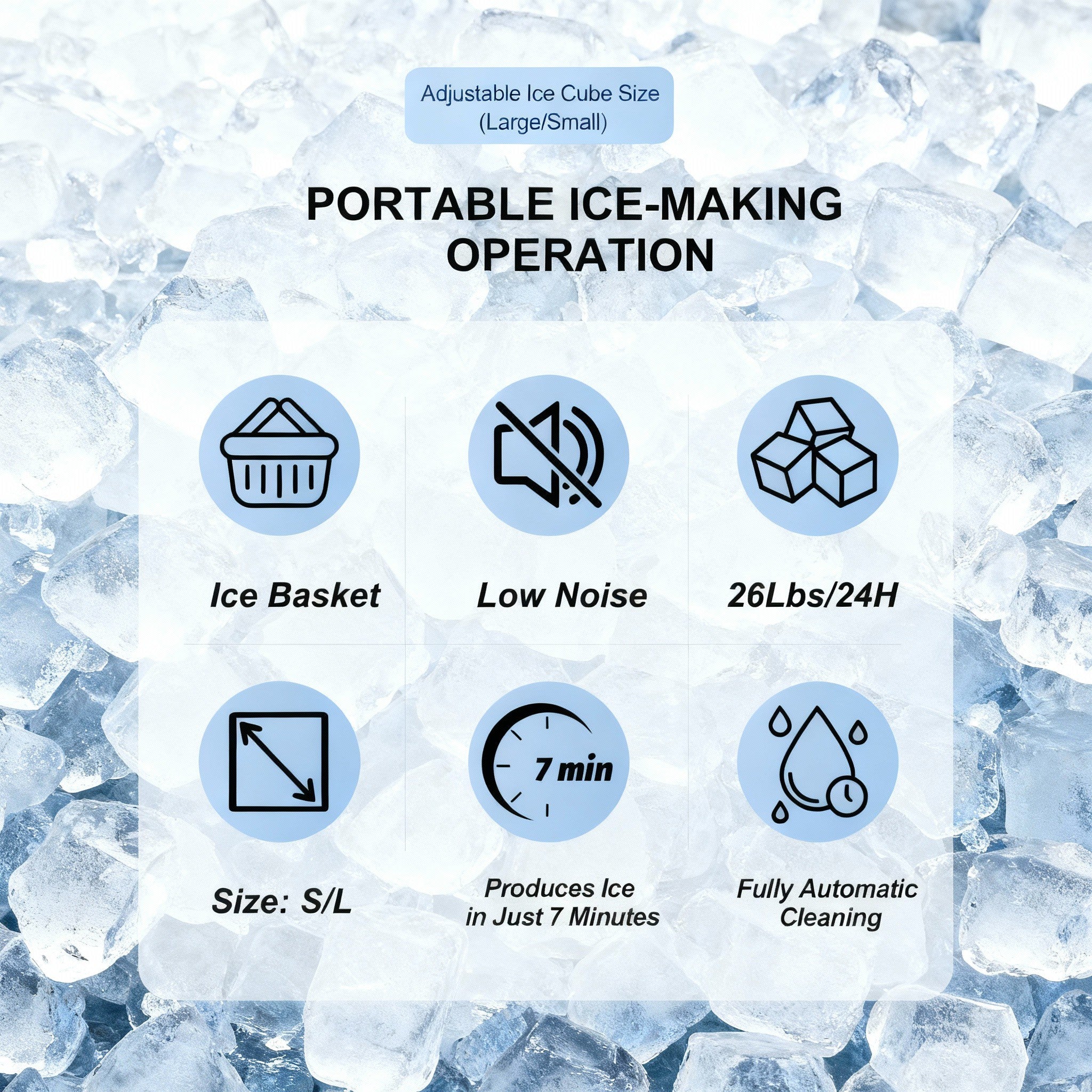 Portable Countertop Ice Maker Machine with Dual Ice Sizes