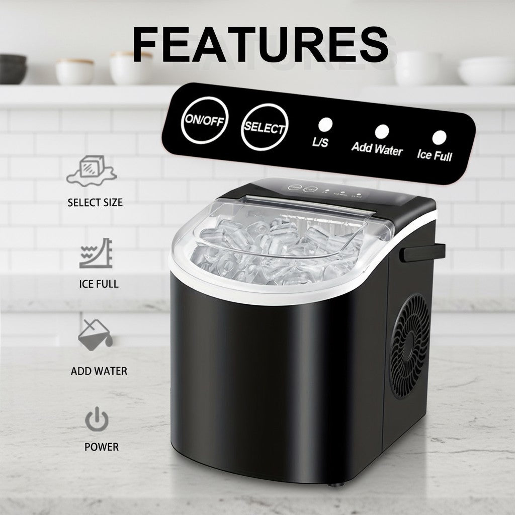 Portable Countertop Ice Maker Machine with Dual Ice Sizes