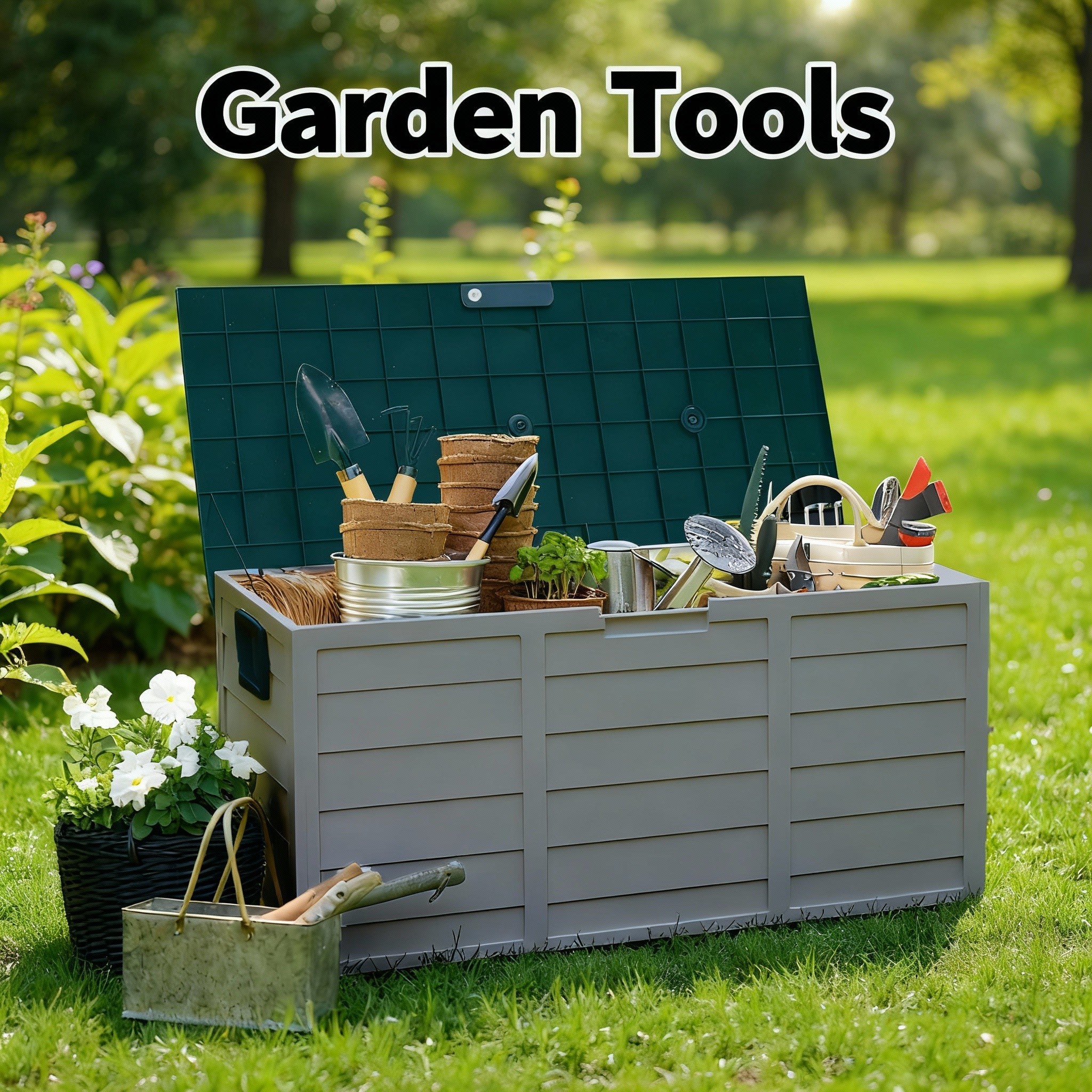75 Gallon Heavy-Duty Outdoor Deck Box, Waterproof Patio Storage