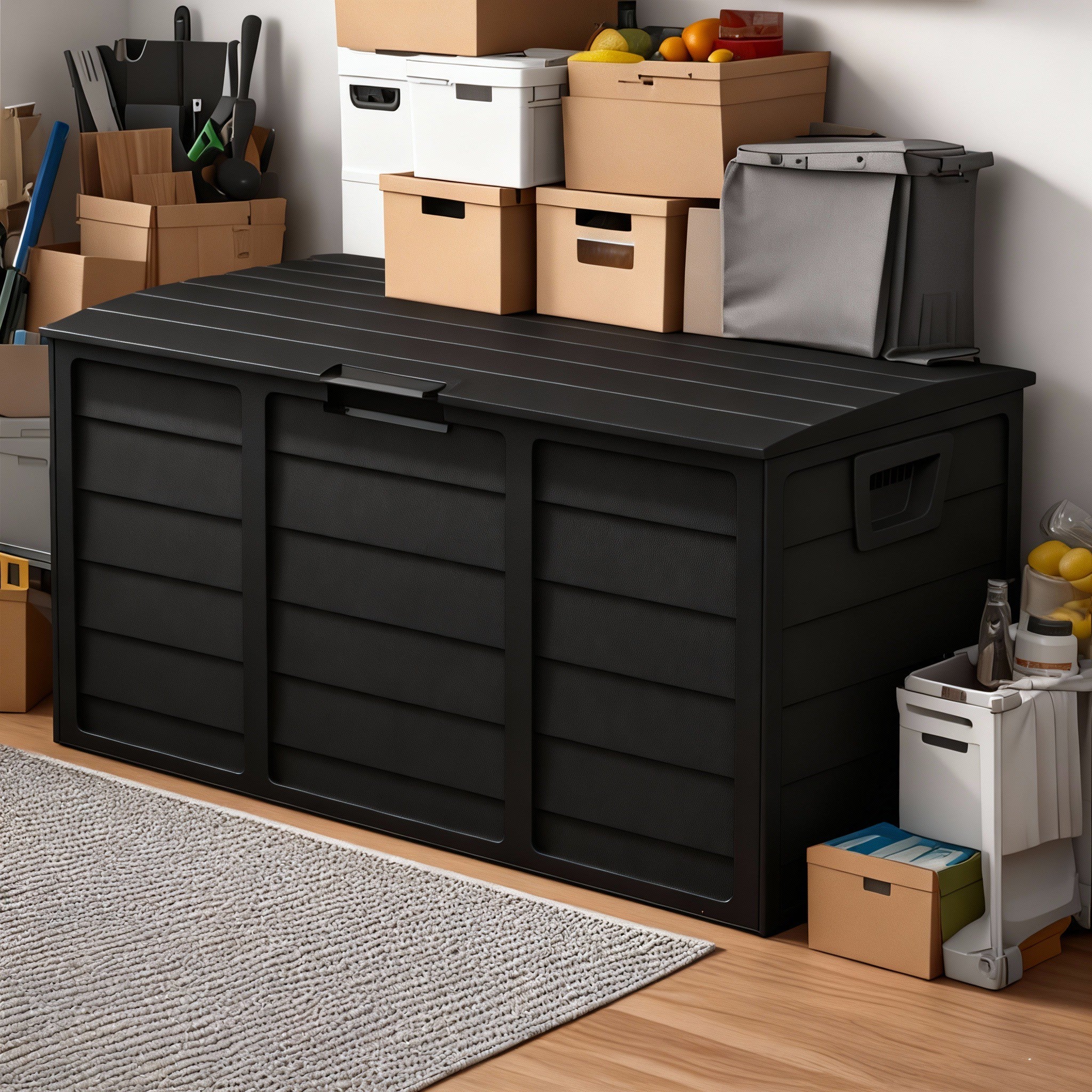 75 Gallon Heavy-Duty Outdoor Deck Box, Waterproof Patio Storage