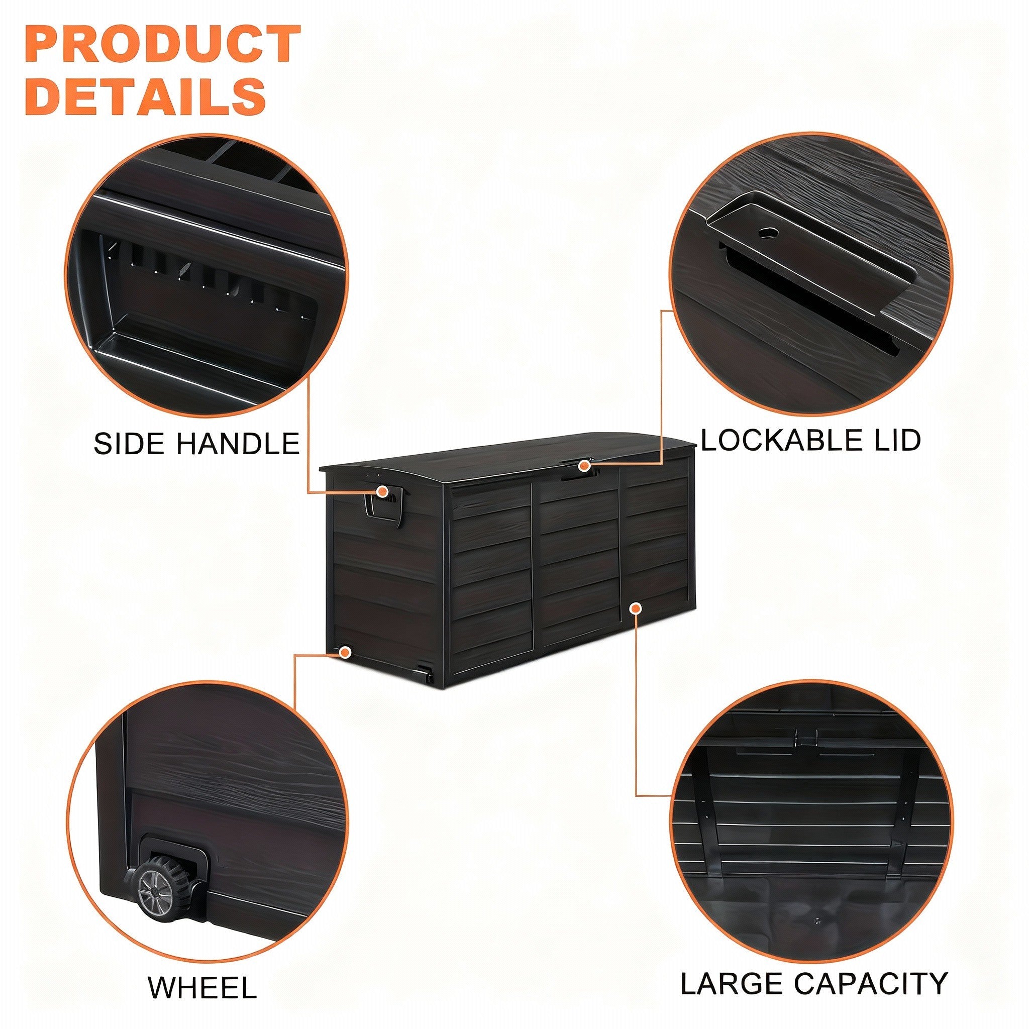 75 Gallon Heavy-Duty Outdoor Deck Box, Waterproof Patio Storage