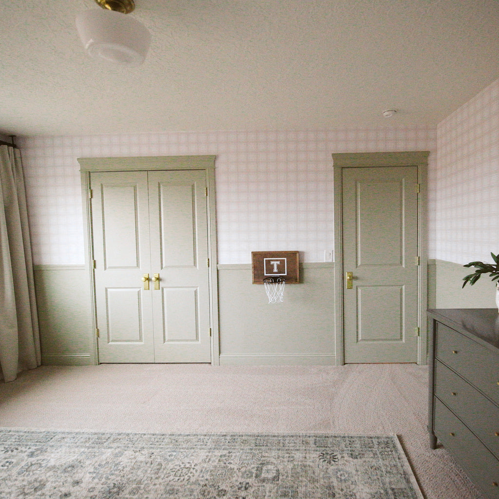 Sampson Plaid Peel and Stick Wallpaper in White and Beige