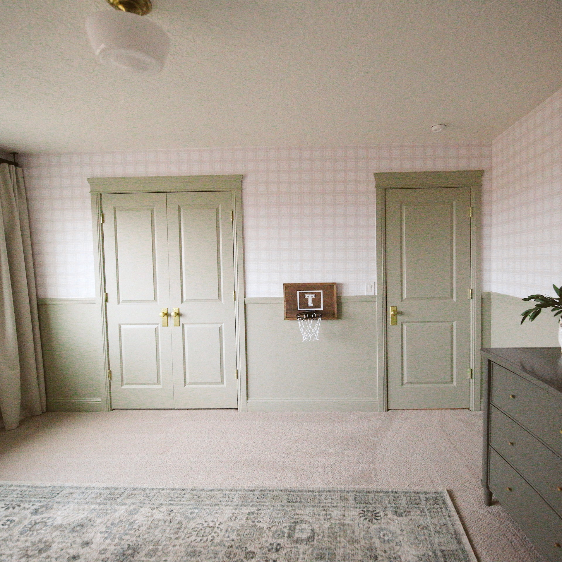 Sampson Plaid Peel and Stick Wallpaper in White and Beige