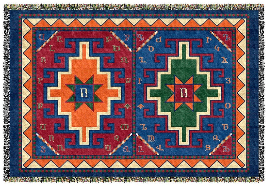 Armenian Alphabet Tapestry Throw on a Rug Design