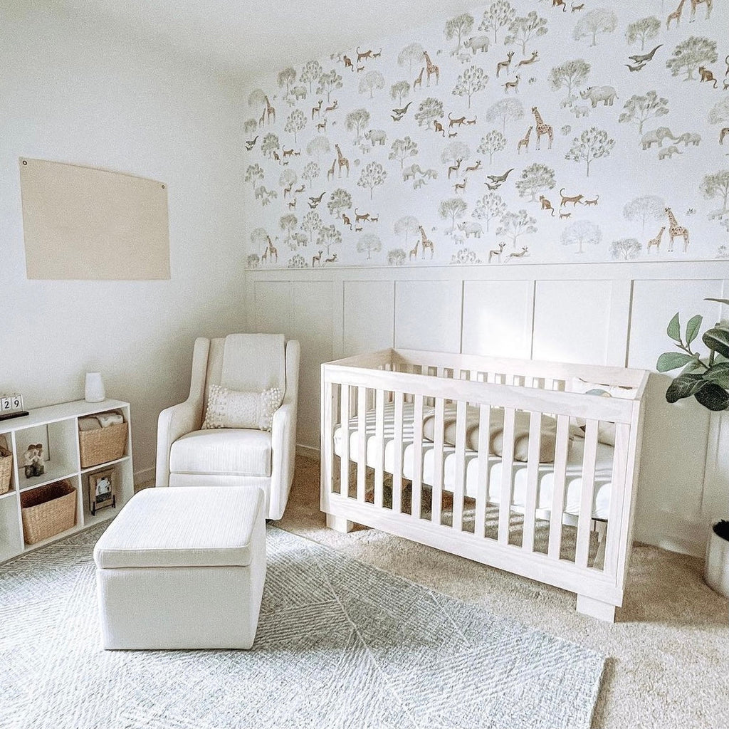 Patterson Removable Wallpaper in White, Sage-Green and Brown