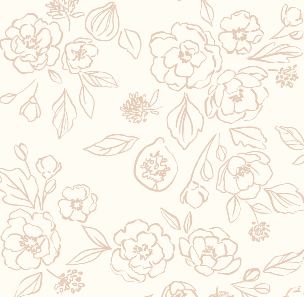 Tori Floral Removable Wallpaper in Cream and Beige