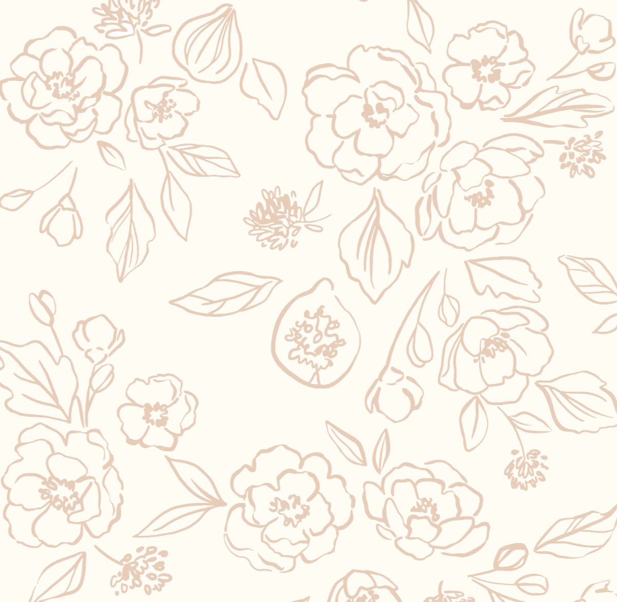 Tori Floral Removable Wallpaper in Cream and Beige