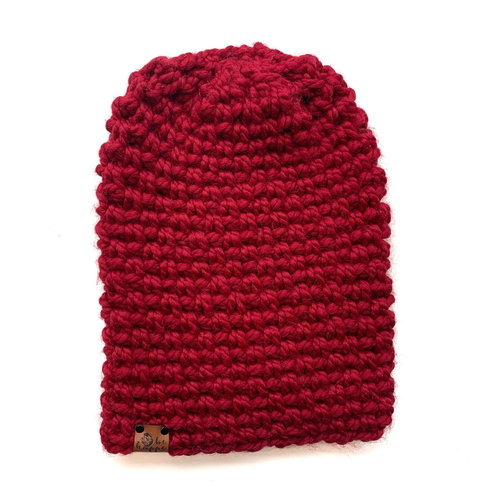 Crochet Simple Slouch Hat | Red Slouchy Beanie