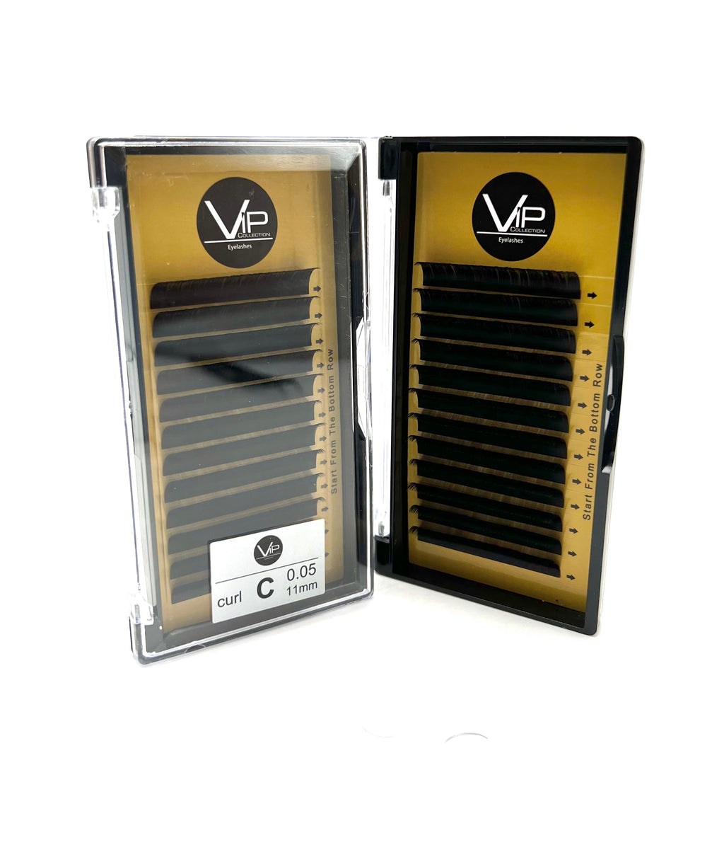 VIP Faux Mink Lash Extension tray with 12 lines of C Curl 0.05mm black lashes