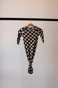 Bamboo Knotted Gown | Black Checkerboard