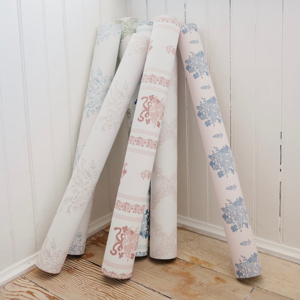 Freya Floral Removable Wallpaper in Pink and Blue