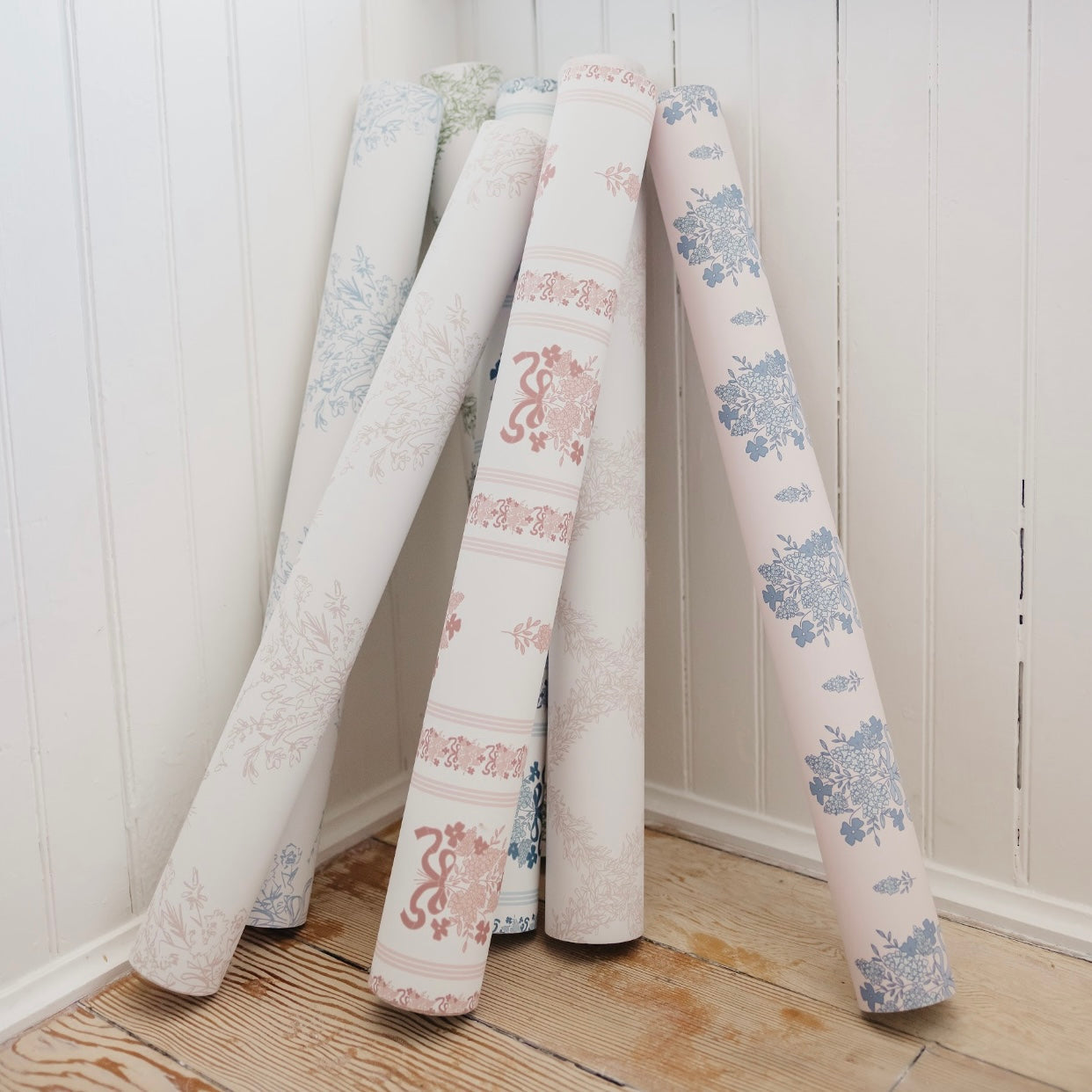 Freya Floral Removable Wallpaper in Pink and Blue