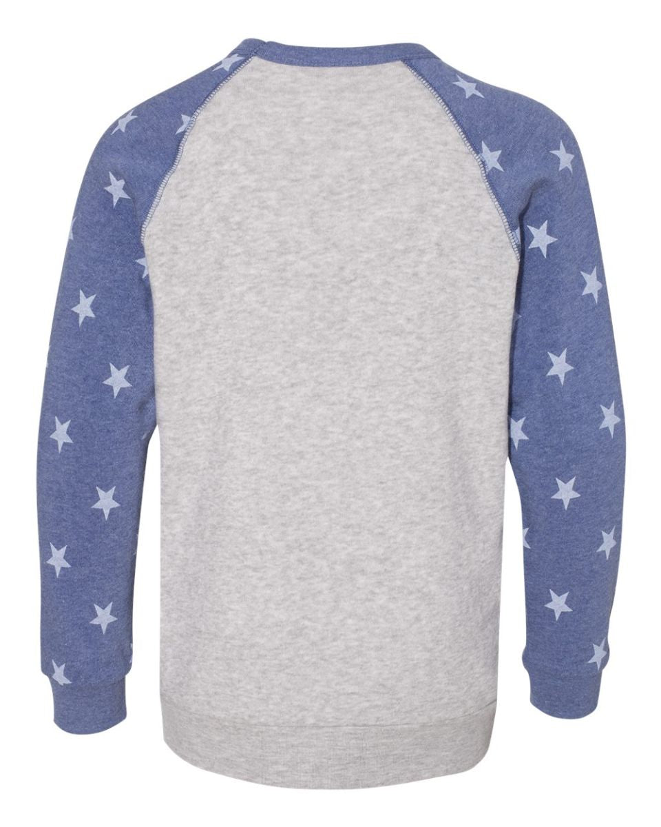 Youth Star Print Long Sleeve Sweatshirt with Raglan Sleeves