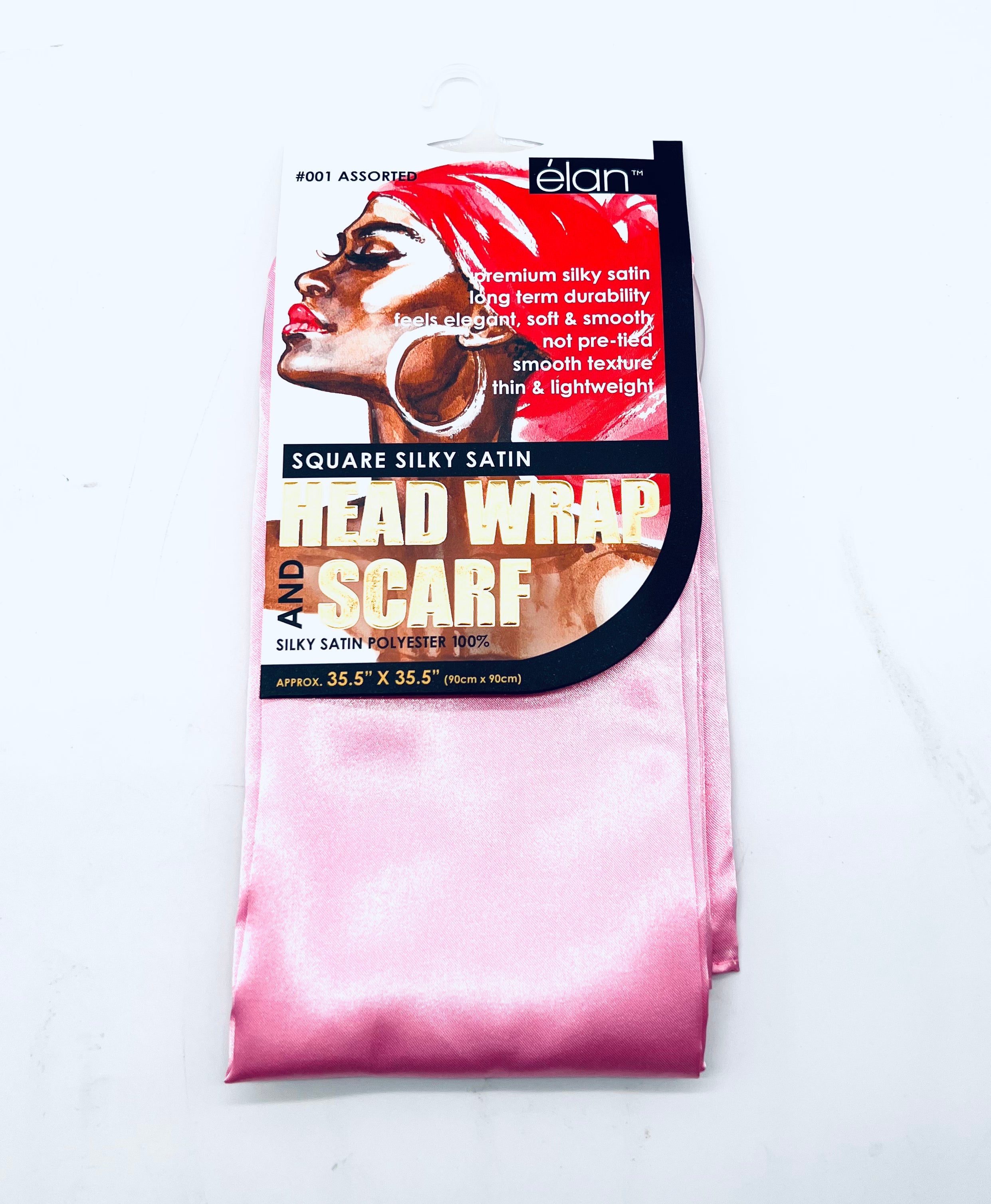 Red Silky Satin Head Wrap and Scarf 35.5-inch Square