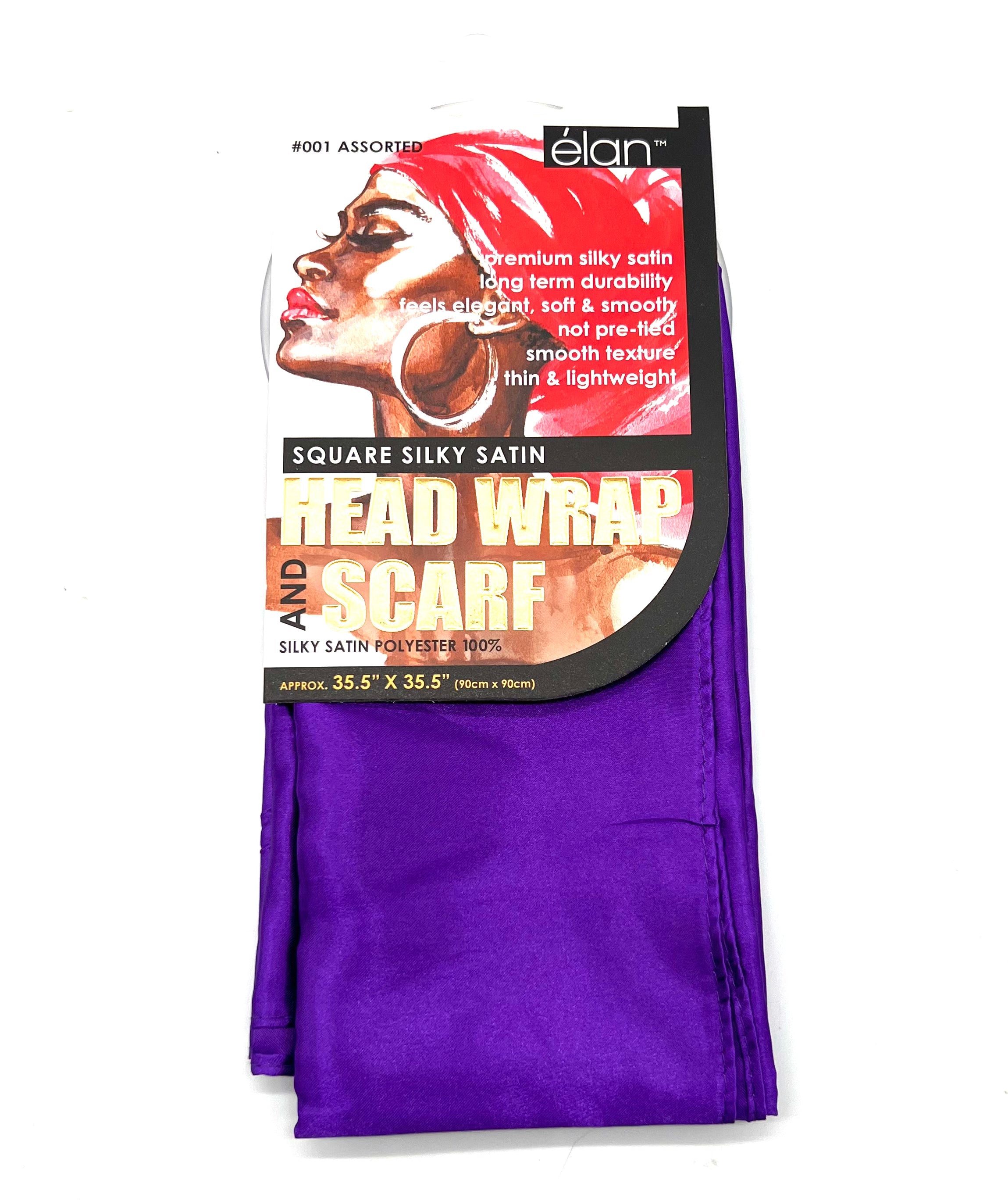 Red Silky Satin Head Wrap and Scarf 35.5-inch Square