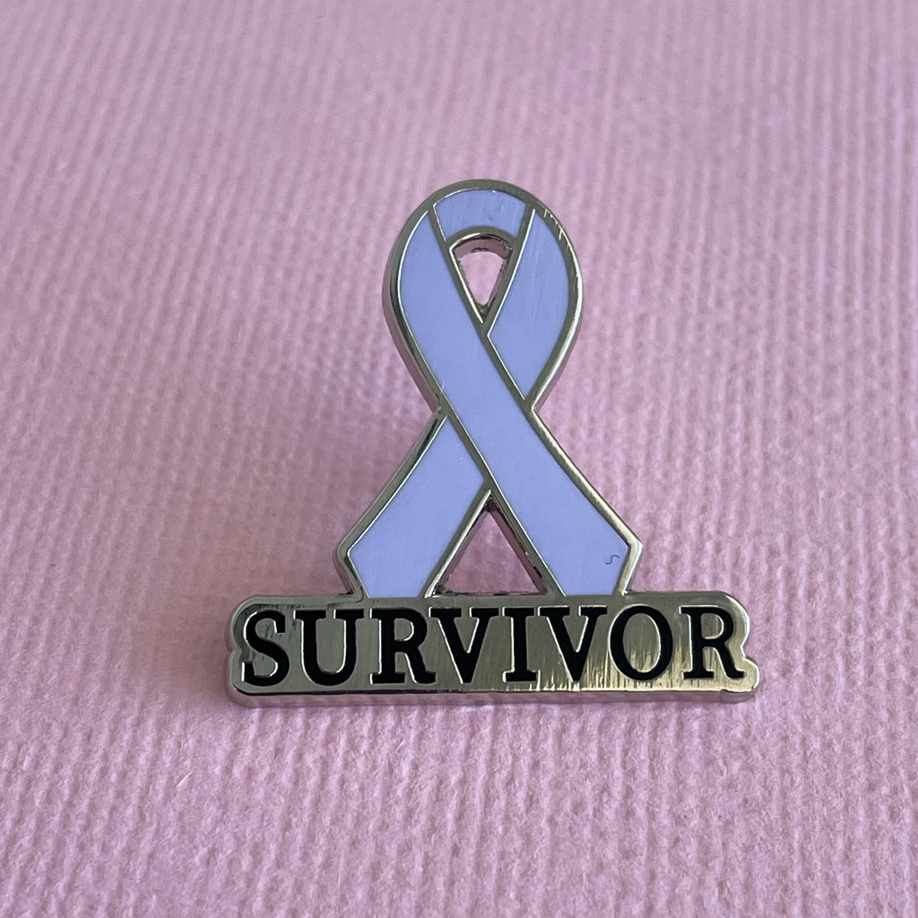 Violet Survivor Awareness Ribbon Enamel Pin - Hodgkin's Disease Support