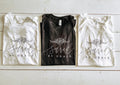 Women's crew neck white t-shirt featuring Saved by Grace graphic text.