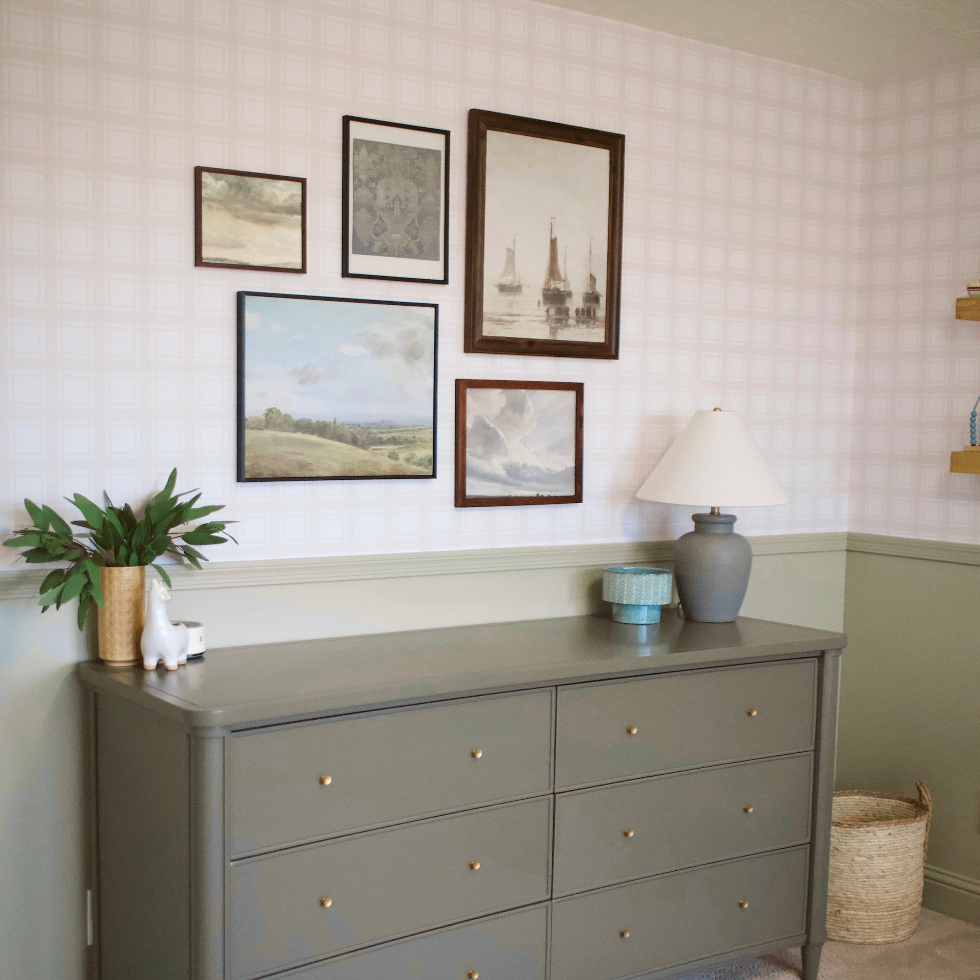 Sampson Plaid Peel and Stick Wallpaper in White and Beige