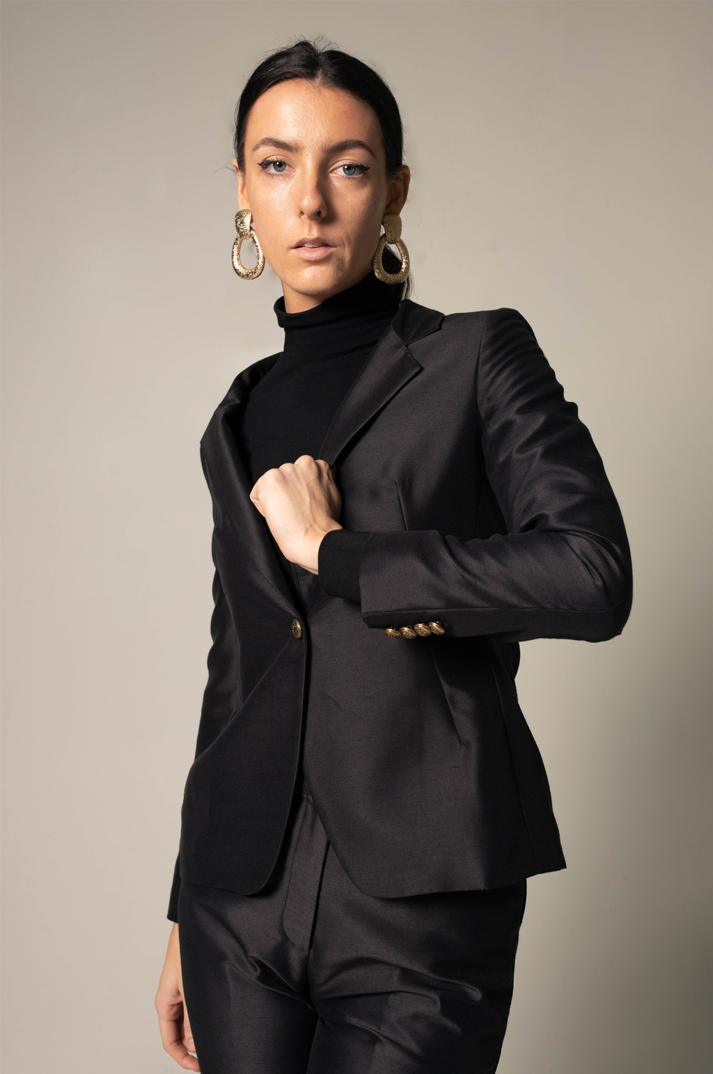 Womens Black Blazer Suit – Elegant Tailored Office Suit