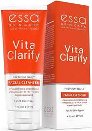 Essa Vita Clarify organic Vitamin C face wash in a bright orange and white tube