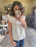 White V neck sleeveless loose top for women, featuring a comfortable relaxed fit