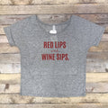 Red Lips & Wine Sips graphic t-shirt in a soft polyester viscose blend