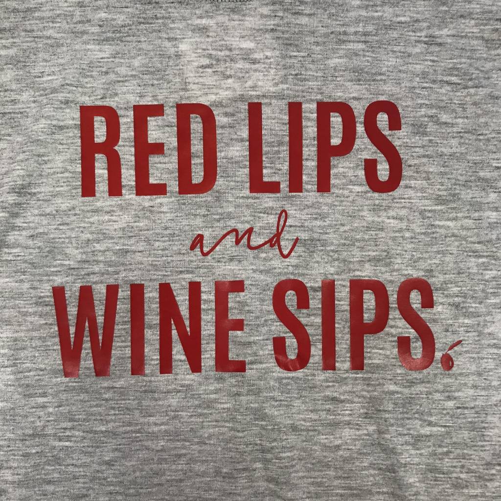 Red Lips & Wine Sips Casual Graphic T-Shirt