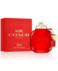 Coach Love Eau de Parfum 90ml luxury fragrance bottle in red and gold.