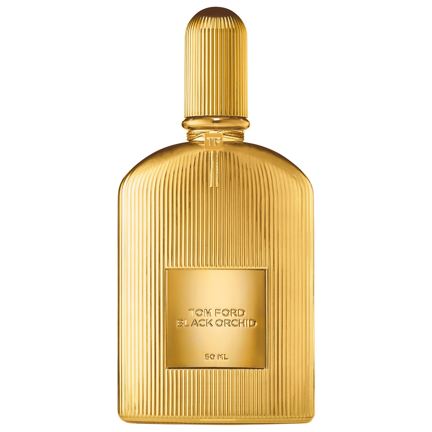 Bottle of Black Orchid Parfum featuring a dark, luxurious design