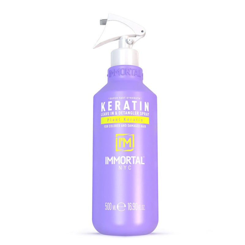 16.9oz bottle of Immortal NYC Keratin Leave-In Conditioner and Detangler Spray
