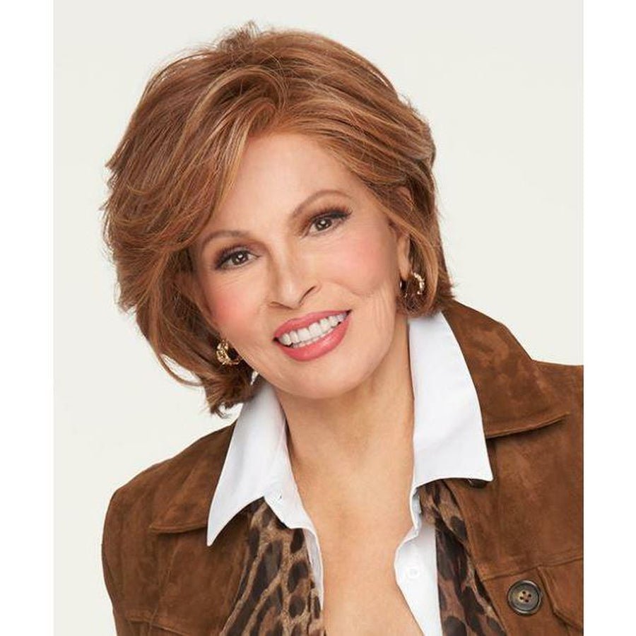 Raquel Welch In Charge stacked bob wig in multi-tonal auburn and brown highlights