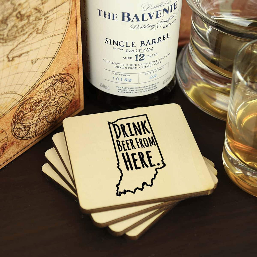 Indiana Drink Beer From Here Coasters