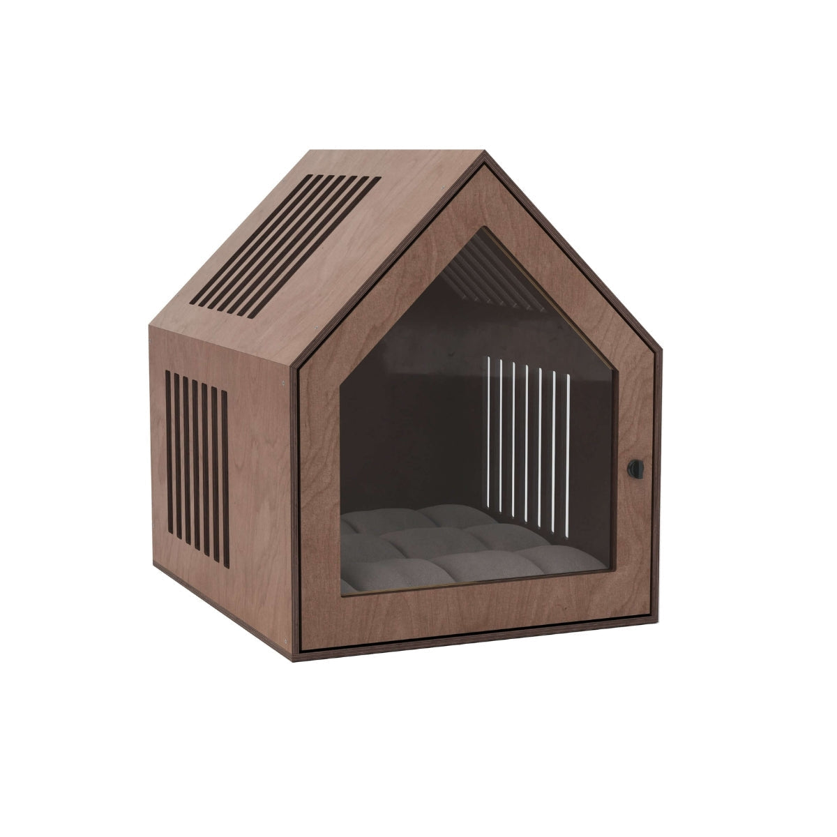 Small indoor house-shaped pet bed in neutral colors for small dogs, cats, and rabbits